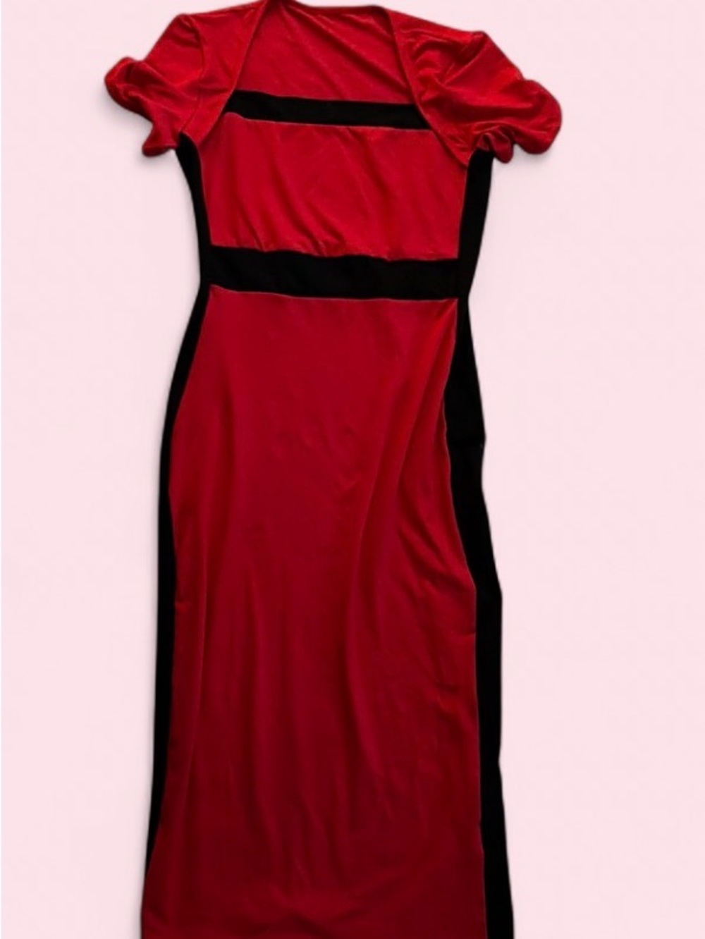 SHEIN Red and Black High-Low Midi Dress